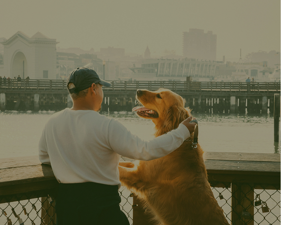 a man with his dog
